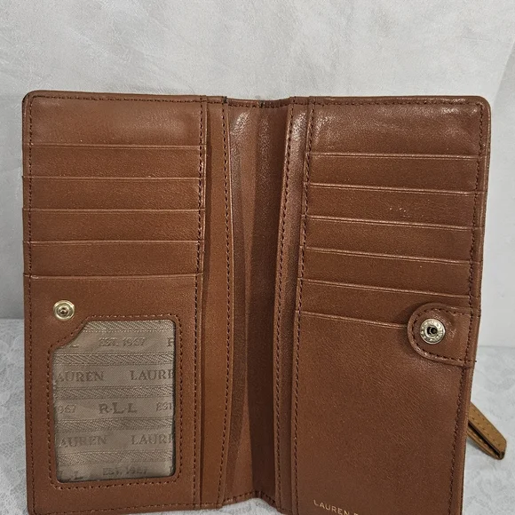 Ralph Lauren Brown Leather Wristlet with Gold Details. #090 - Picture 3 of 6